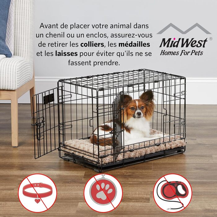 Клітка для собак Midwest Homes Life Stages Modell 1642DDU, велика, чорна, з подвійними дверима, металева, 107 см, з перегородкою, захист підлоги, мийка, 92x58x62 см