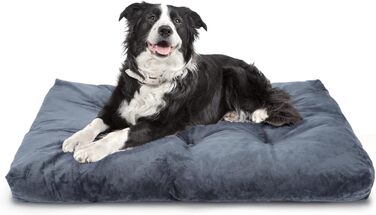 М'який лежак для собак великих порід Nobleza, 122x74 см, з неслизьким дном, миючий, плюшевий, темно-сірий