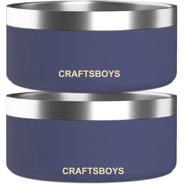 Миска для собак Craftsboys, подвійна стінка, нержавіюча сталь, нековзке дно, 907 г, для малих, середніх і великих порід, синя