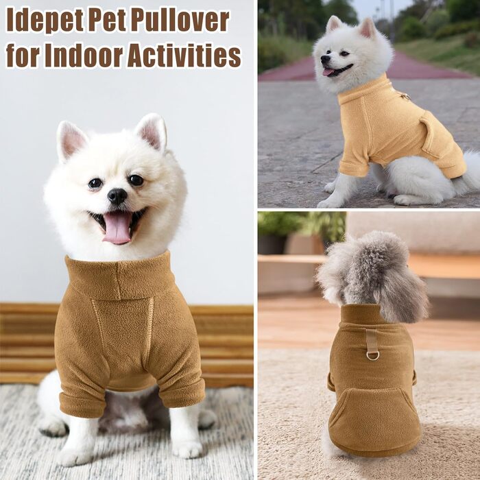 Теплий собачий світшот Mosukoirl з кишенею для маленьких та середніх собак і котів (Чіхуахуа, Тедді) - Кaki/Braun