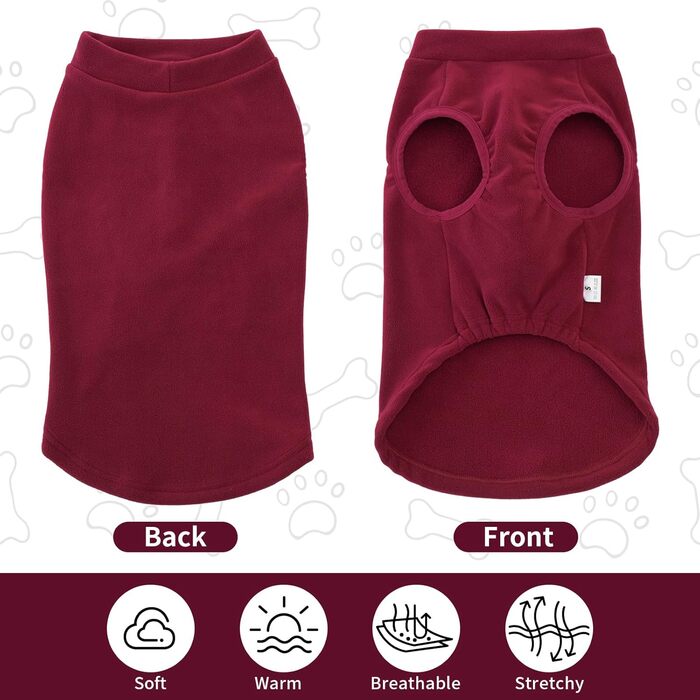 Пуловер для собак Heywean з флісу, теплий зимовий одяг для собак, сорочка-світшот для маленьких, середніх та великих собак (M, Червоний)
