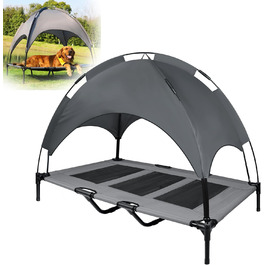 Підстилка для тварин з балдахіном, піднята лежанка для собак, лежанка для собак з металевим каркасом, лежанка для собак з тканини, дихаюча, лежанка для котів, для використання в приміщенні та на вулиці - 76 x 61 x 76 см (122 x 92 x 102 см)