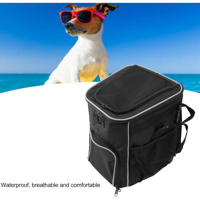 Рюкзак-переноска для собак, велосипедний, чорний: водонепроникний, дихаючий, знімний