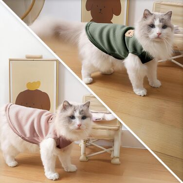 Футболка для котів Сфінкс (3 шт) XL (5.5-7.3 кг) Зелена та Рожева - Дихаюча літня/зимова котяча одяг