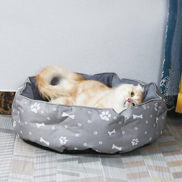 Кішечка ліжко для котів, миється, Ø60см, з двостороннім внутрішнім подушкою, для котів та маленьких собак, сіре