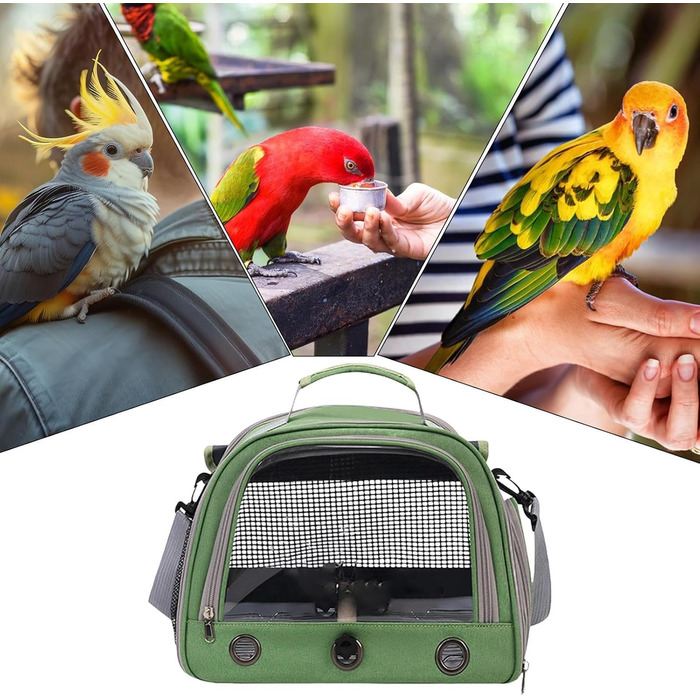 Транспортна сумка для папуг, переноска для птахів, переноска для маленьких тварин, папуги (зелений)