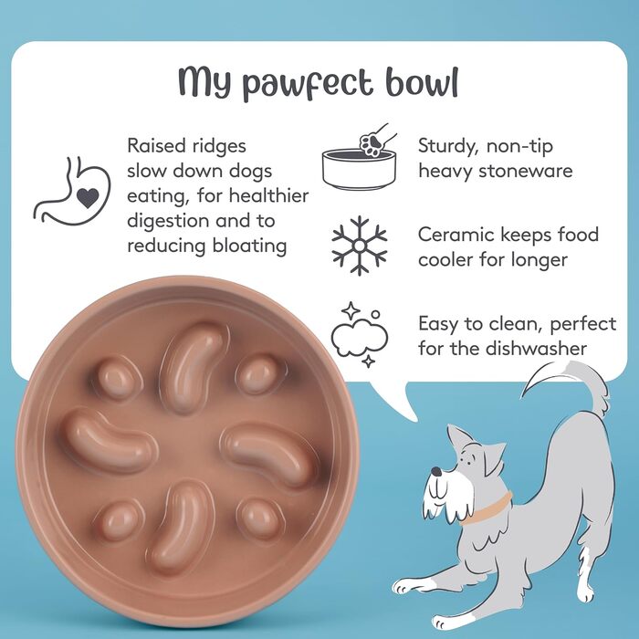 Миска для собак Mason Cash Cane Keramik для повільного годування, кераміка, підвищені борозни, для здорового травлення, довговічна, придатна для миття в посудомийній машині, для собак маленьких, середніх та великих порід