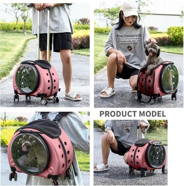 Рюкзак для тварин PETCUTE, рожевий: комфортний перенос для собак та котів до 7.5 кг, з виймальною підстилкою та преміум-колесами