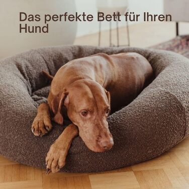 Кругле ліжко для собак Holly Hundebett: зручне, міцне, з тканини Bouclé (S/M, Коричневе)