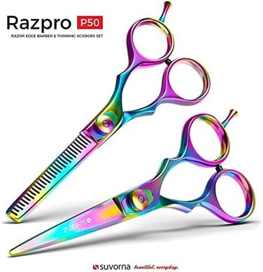 Набір професійних ножиць для стрижки волосся Suvorna 5.5 дюймів (2 шт.) - ножиці для фрізурів, барберські ножиці, ножиці для розрідження волосся. Для салонного використання.