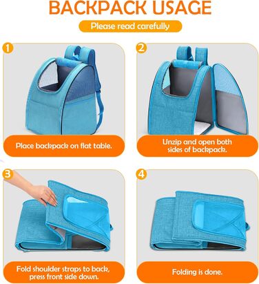 Рюкзак для тварин ALLSOPETS: складаний, для котів та собак, з дихаючою підкладкою. Ідеально для подорожей, прогулянок та хатніх потреб. Колір: блакитний