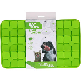 Килимок для собак з квітковим візерунком, 21 x 34 см, силікон, для повільного годування, миється в посудомийній машині, зелений