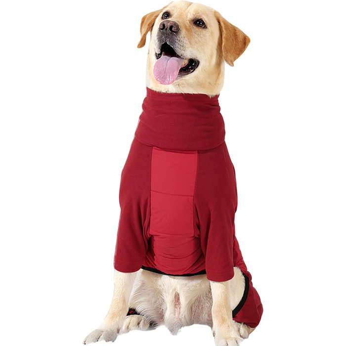 Зимовий теплий одяг для собак - теплий зимовий одяг з високим коміром, регульований, для маленьких, середніх та великих собак, для прогулянок, халуп, кемпінгу (червоний L)