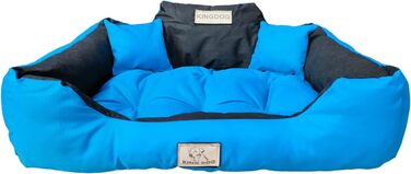 Ліжко для собак та котів KingDog з двома подушками, корзина для собак, ліжко для домашніх тварин, миється, водонепроникний PVC, 100x75 см, блакитне