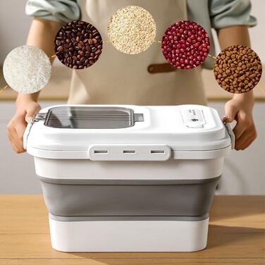 Контейнер для корму для собак RoxNvm, 12.5 кг, з кришкою та ложкою, сірий