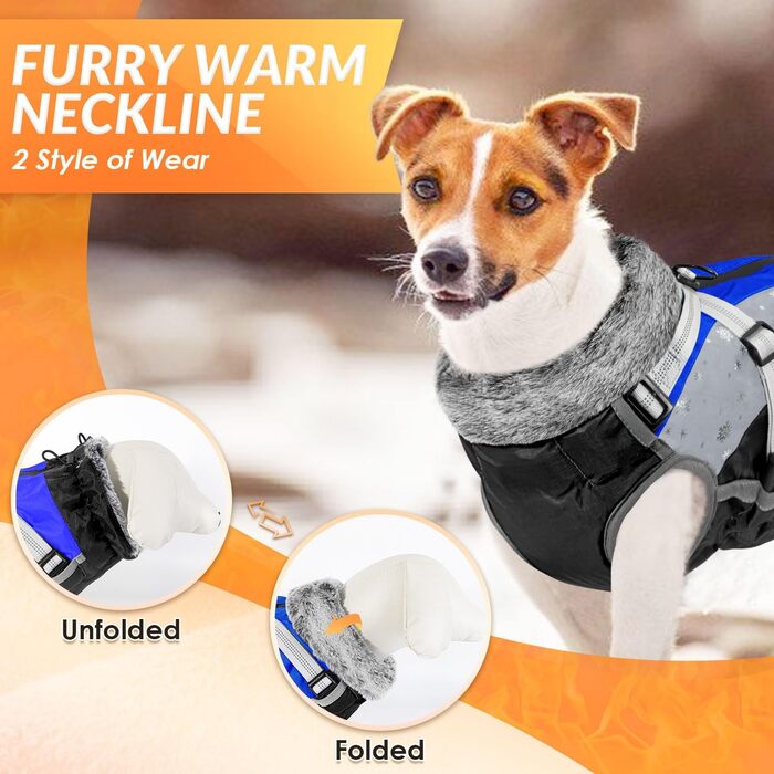 Зимовий одяг для собак Nasjac з кріпленням для повідка, водонепроникний флісовий теплий одяг для собак, одяг для собак з відбиваючими елементами, регульований, пухнастий, теплий, для собак маленьких, середніх та великих порід, жилет для собак Nasjac Hunte
