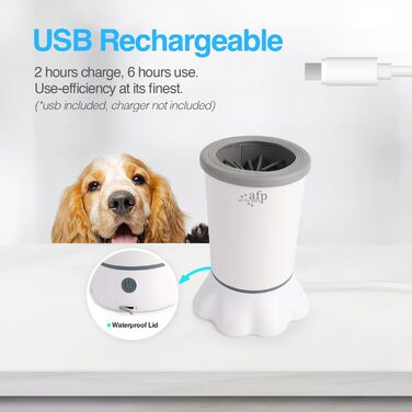 Автоматичний очисник лап для собак ALL FOR PAWS: 2 швидкості, м'які щетинки, USB-зарядка, для маленьких та середніх порід