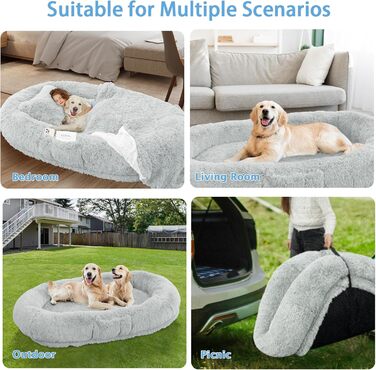 Ортопедичне ліжко для собак великих порід, Memory Foam, XL, вологостійке, знімний чохол (91,4 см), сіре