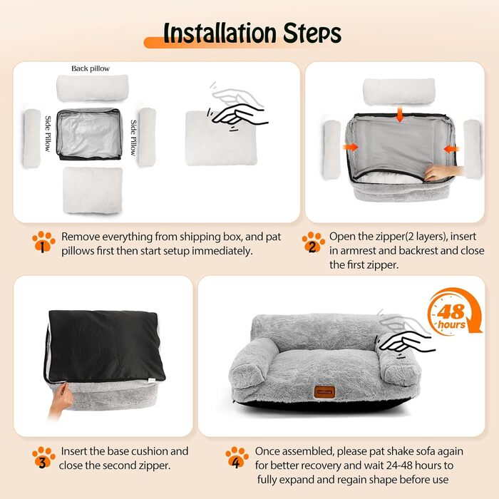 М'яке ліжко-диванчик для котів та собак Nobleza, 60x45x30 см, сірий колір