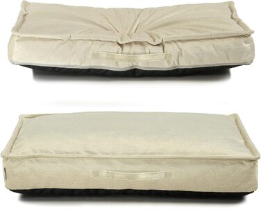 Килимок для собак Sesto Senso Premium, прямокутний, 100x70 см, Memory Foam, знімний чохол, сірий мишачий (M, Model 1 - Ecru - Elfenbein)