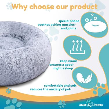 М'яке ліжко для собак знімний чохол 80 см - Ручна робота, пухнасте ліжко для собак, подушка для собак пухнаста, ліжко для котів, машинне прання - Кругле ліжко для котів сріблясто-сірий 80 см сріблясто-сірий