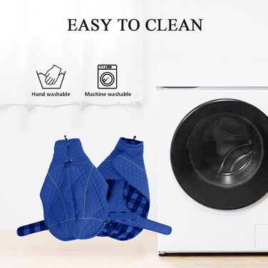 Зимовий теплий куртка Babypet для собак середніх та великих порід, водонепроникний, з блискавкою та отвором, відбиваючий, регульований, для холодних умов, Marineblau (gesteppt)