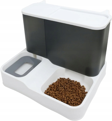 Автоматичний годувальник та поїлка для тварин, великий контейнер 2,8 л + 1 л, сірий