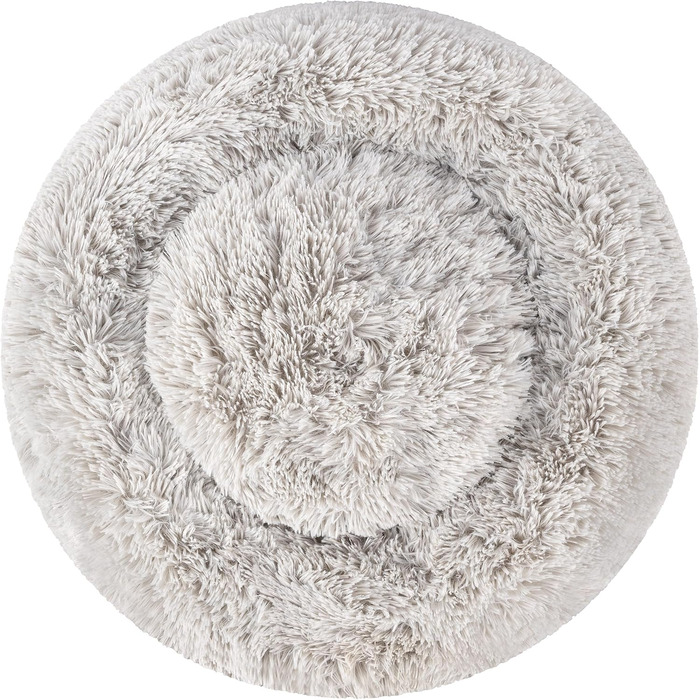 Кругле ліжко для собак та котів, діаметр 60 см, сірого кольору, м'яке, пухнасте, кошик для собак маленьких та середніх порід