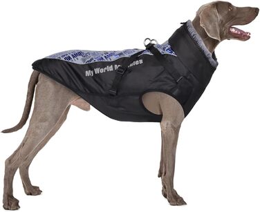 Зимовий теплий куртка для собак FeimaX, водонепроникний, з плюшем, для малих, середніх та великих собак XL (обхват грудей: 57 см, довжина спини: 42 см), темно-синій