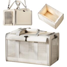 Транспортна переноска для собак та котів | Переноска для тварин | Для прогулянок, подорожей в авто | Кремового кольору