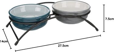 Миска для собак TRIXIE Eat on Feet, Petrolblau/Hellblau/Grau/Hellgrau, 2 x 1.6 л, ø20 см