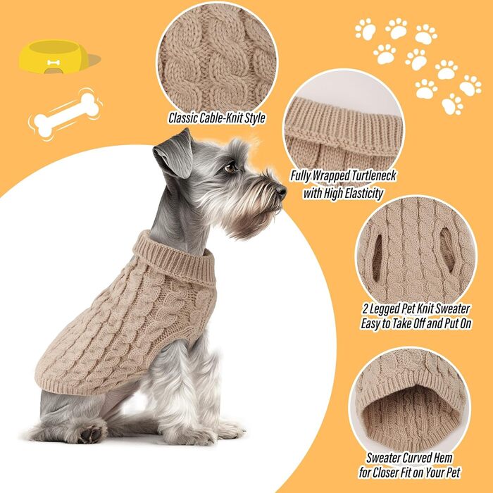 Пуловер для собак, маленьких та середніх порід, 2 шт. (білий + червоний, бежевий + чорний), S