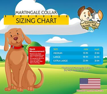 Country Brook Petz – широкий нейлоновий нашийник Мартингейл для великих собак, регульований, 3,8 см, королівський синій