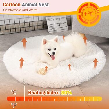 PETCUTE Лежанка для собак великих та середніх порід, плюшеве м'яке ліжко з антиковзною основою, 40x40 см, біле