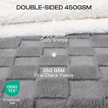 Водонепроникний плед для собак Luciphia, великий розмір, Sherpa Fleece, двосторонній, захист ліжка/дивану, для котів та собак, бежевий (Cookie Grey), X-Large (85x57 дюймів)