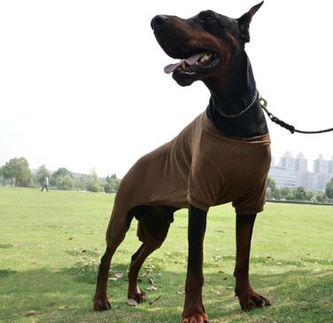 Піжама для собак Lovelonglong, бавовна, в'язана, 4 лапи, для всіх сезонів, теплий боді для собак великих, середніх та маленьких порід, колір кава, розмір L