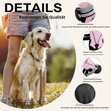 Водонепроникні собачі чоботи з антиковзкою підошвою, 4 шт. – захист лап для собак маленьких, середніх та великих порід (Рожеві, XL)