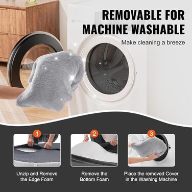 Ліжко для собак VEVOR, 1825 x 1220 x 254 мм, сіре, з ортопедичною піною та штучним хутром, для дорослих собак, з сумкою для зберігання