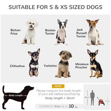 PawHut Складаний візок для собак та дітей з регульованим дахом, кишенею та 2 повідками, з оксфордської тканини та сталевим каркасом, 82x47x97 см, сірий та чорний (Rosso)