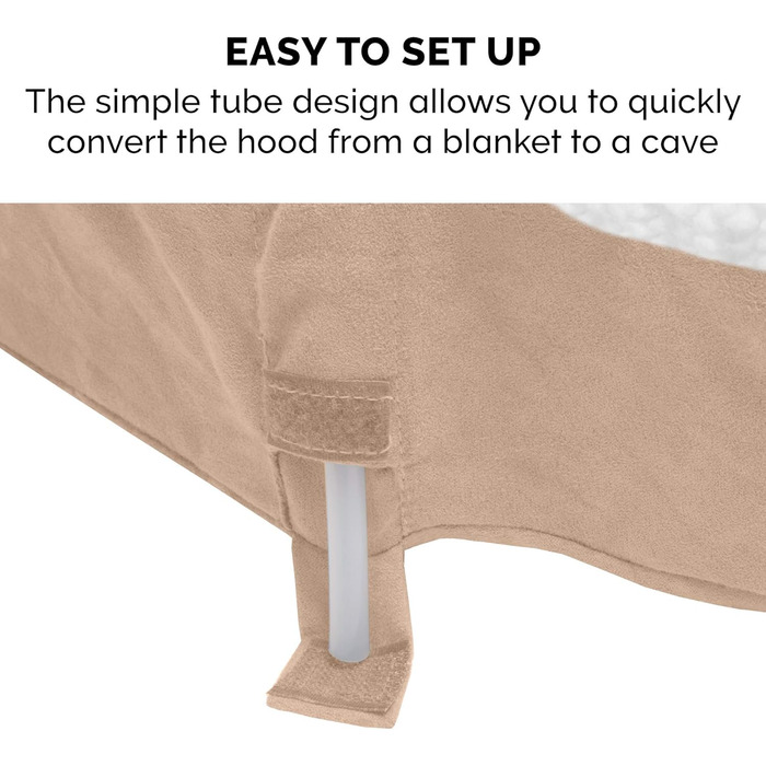 Ортопедичне ліжко для собак Furhaven середнього та малого розміру, 66 см, знімний, пральний чохол, для собак до 13,6 кг – Sherpa & Wildleder Snuggery – Блакитний, 66 см (імітація овечої вовни та велюр, кремовий, 112 x 112 x 7.6 см)