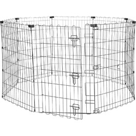 Клітка-вольєр для собак та інших тварин Amazon Basics, металева, складна, з дверцятами, 91 см, чорна