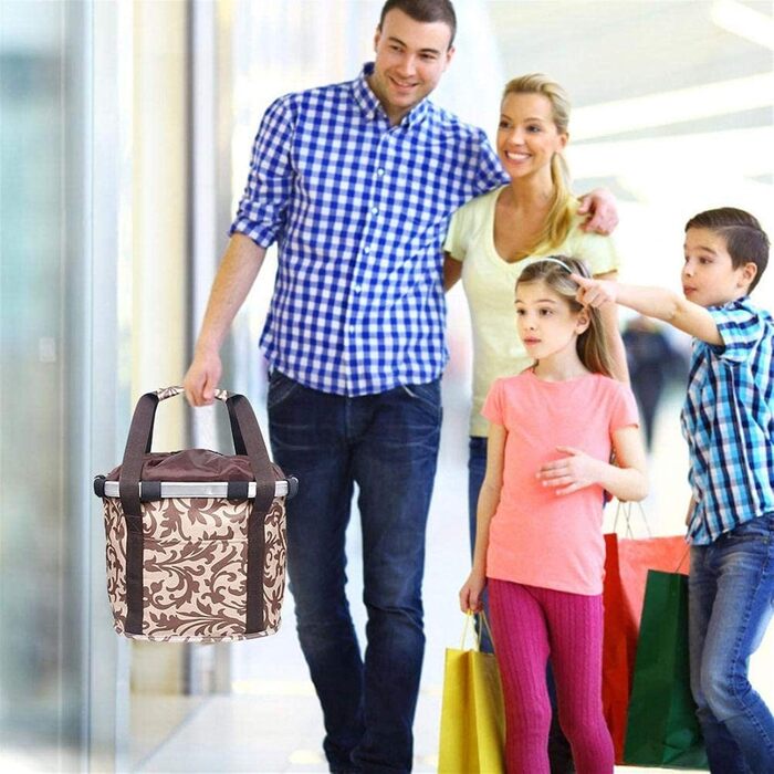 Знімний велосипедний кошик для тварин - складана передня сумка - переносний візок для котів та собак (колір: кавовий)