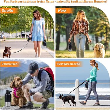 Водяна пляшка для собак на прогулянках, 1000 мл, нержавіюча сталь, з портативною мискою. Ідеально для подорожей та активного відпочинку.