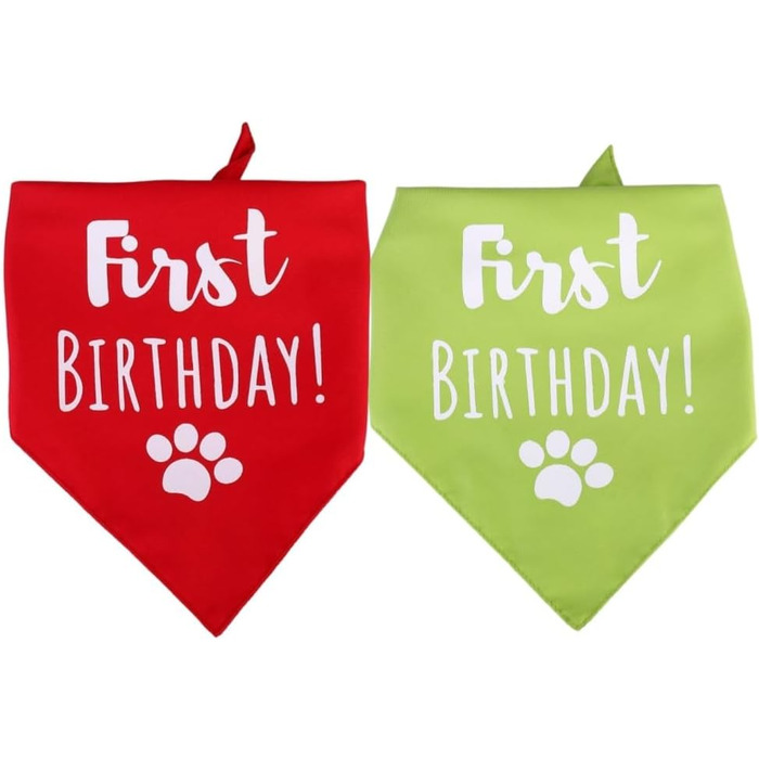 Яскравий бандана на день народження для собак, трикутник, двошаровий, для маленьких, середніх та великих собак (червоний + фруктовий зелений)