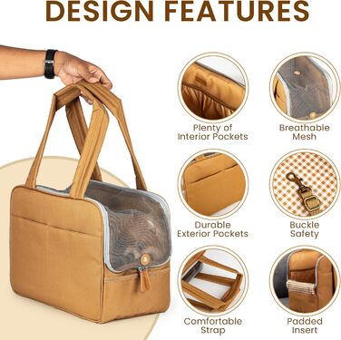 Сумка-переноска для собак та котів – бавовняна, з м'якою підкладкою, з кишенями, дихаюча сітка, зручний ремінь – міцна сумка з поліестеру, легка переноска для тварин, універсальна