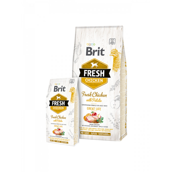 Сухий корм Brit Fresh Курятина та Картопля для дорослих собак Great Life, 12 кг