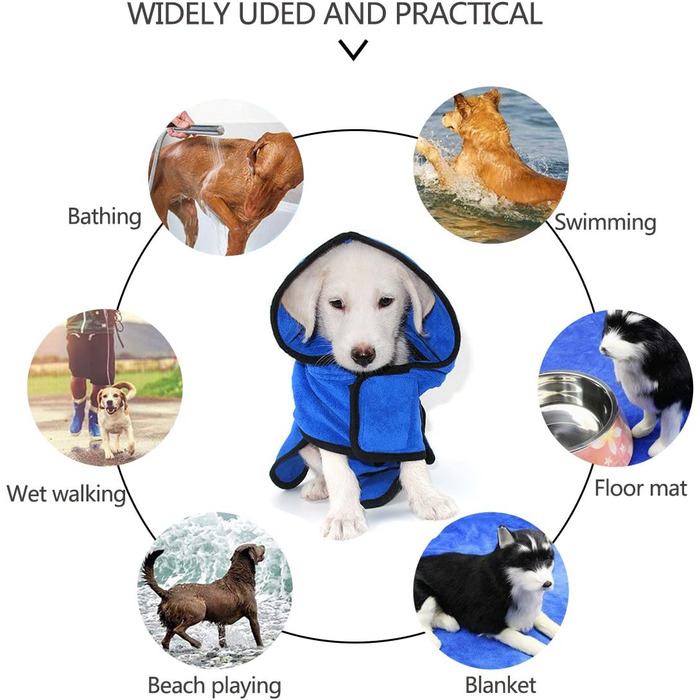 Рушник для собак PETCUTE, блакитний, XL: м'який, швидковисихаючий, з мікрофібри, для собак та котів