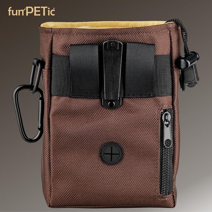 Набір для годування тварин funPETic: сумка для ласощів та складна миска з силікону. Сумка для корму з 4 відділеннями, варіанти носіння, карабін у подарунок. Ідеально для собак, коней та дресирування.