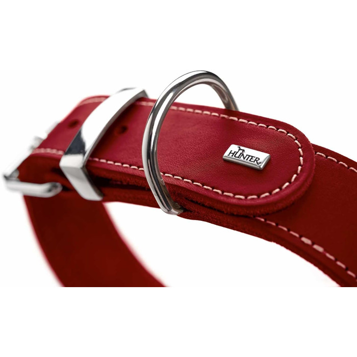 Нашийник для собак HUNTER AALBORG SPECIAL, червоний, шкіряний, міцний, комфортний (M)