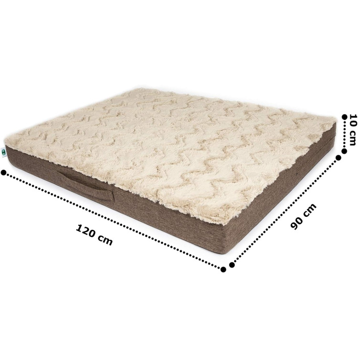 Килимок для собак CopcoPet Lucky Hundematratze: ортопедичний, неслизький, знімний, з м'якого штучного хутра (120 x 90 x 10 см, Бежевий)